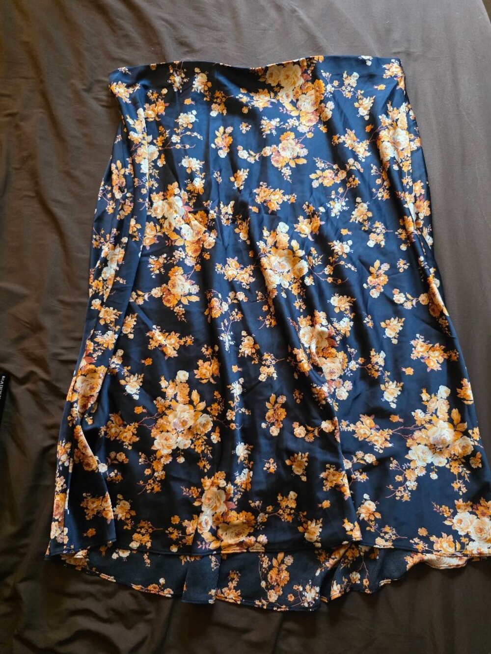 Miami Size 2X Floral Midi Skirt Satin Sleek